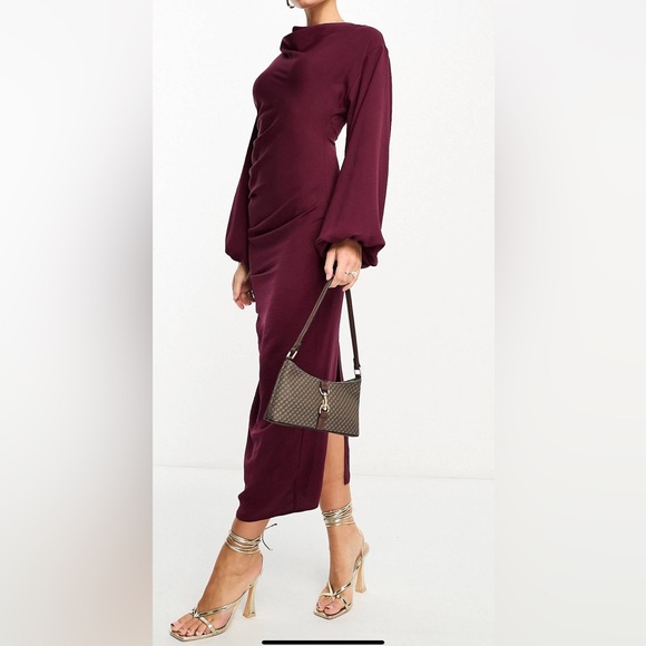 ASOS drape neck midi dress - Picture 2 of 2